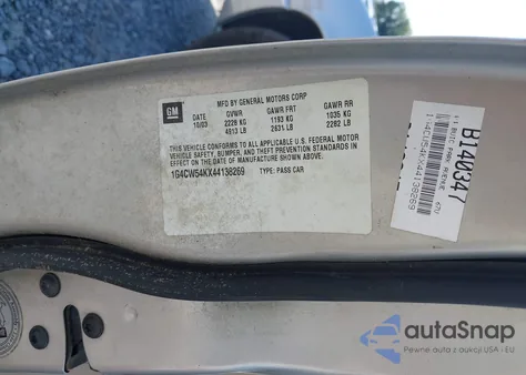 2004 Buick Park Avenue z USA, uszkodzony, nr VIN 1G4CW54KX44138269